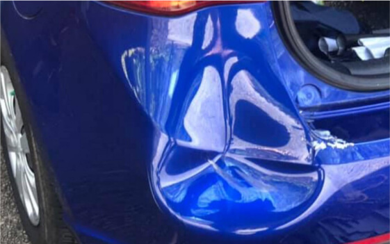 Bumper repair blue car